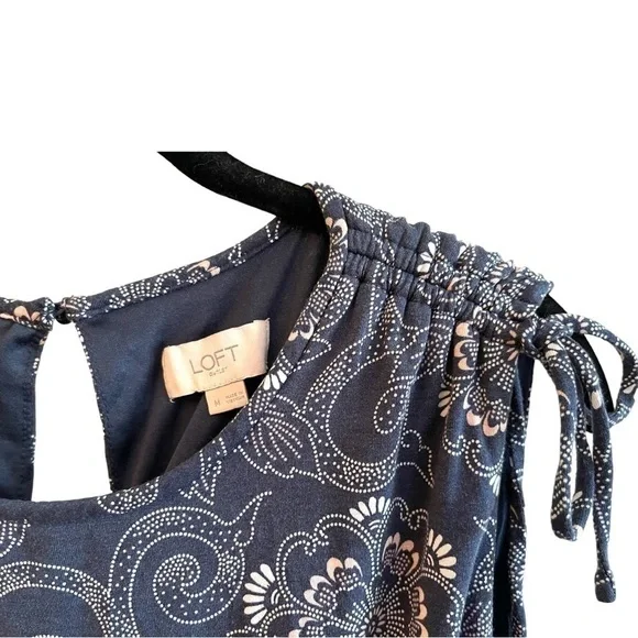LOFT, CASUAL, SLEEVELESS DRESS IN BLUE PRINT,WITH TOUCHES OF PINK & WHITE.SIZE M - Picture 5 of 7